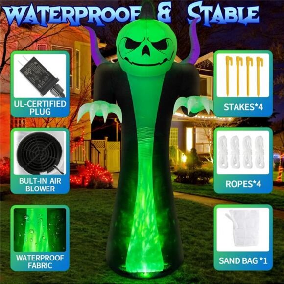 12FT Halloween Inflatables Decoration Outdoor Giant Pumpkin...